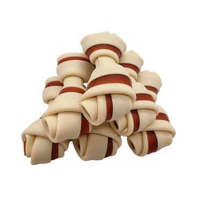 Private Label Healthy Dog Treats Two-color Knotted Bones Beef Flavor High-Protein for All Dogs